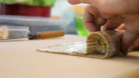 Process of making sushi rolls Stock Footage 84689440
