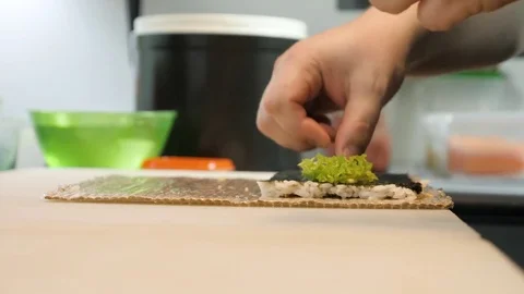 Process of making sushi rolls Stock Footage 84691576