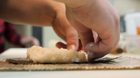 Process of making sushi rolls Stock Footage 84692878