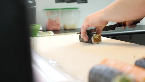 Process of making sushi rolls Stock Footage 84694872