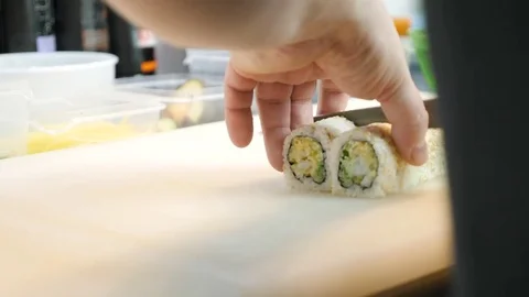 Process of making sushi rolls Stock Footage 84695085