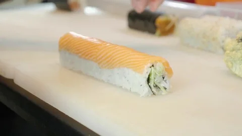 Process of making sushi rolls Stock Footage 84695668