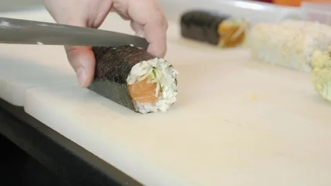 Process of making sushi rolls Stock Footage 84696178