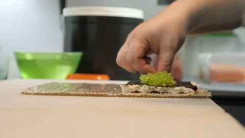 Process of making sushi rolls Stock Footage 84703007