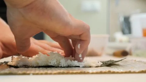 Process of making sushi rolls Stock Footage 84703285
