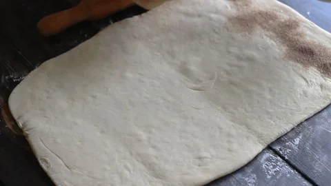 The process of making sweet cinnamon rolls. Cooking. Bakery products. Stock Footage 147547402