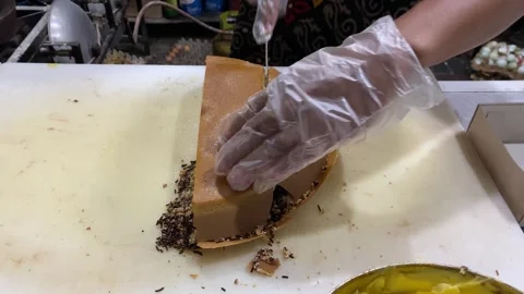 The process of making sweet martabak Stock Footage 294540660