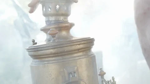 Process of making tea in the samovar. Stock Footage 89545149