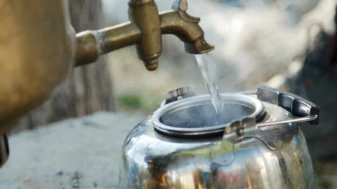 Process of making tea in the samovar. Stock Footage 89545311