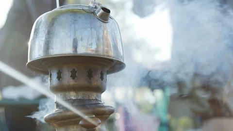 Process of making tea in the samovar. Stock Footage 89546443