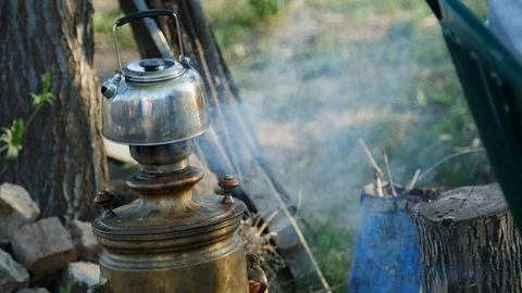 Process of making tea in the samovar. Stock Footage 89547164