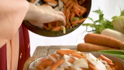 The process of making a traditional Korean fermented side dish, kimchi. Stock Footage 272465120