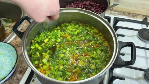 The process of making Ukrainian borscht. Stock Footage 302279712