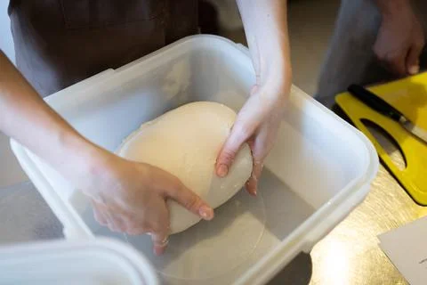 The process of making wheat bread in an artisan Stock Photos