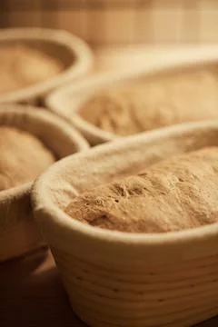 Process of making wheat bread at home. Proofing of Foto stock