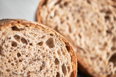 The process of making wheat bread at home. A slice Stock Photos