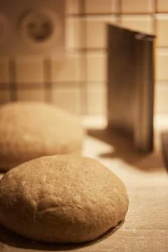 The process of making wheat bread at home. Dough Stock Photos
