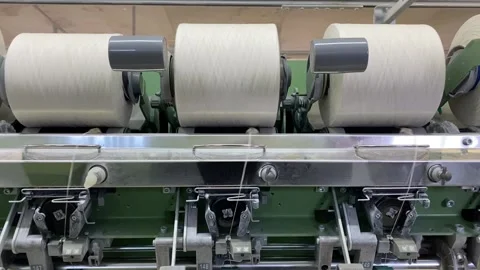 The Process of Making Yarn, Thread textile Factory Recycling Old Clothes Stock Footage 150727359