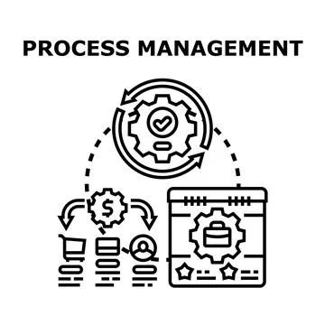 Process management business automation optimization workflow icon Stock Illustration