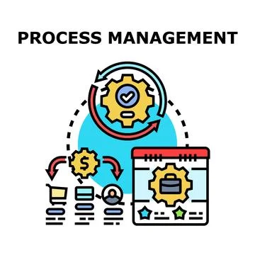 Process management business automation optimization workflow icon Stock Illustration
