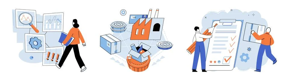 Process management. Effective project tracking and analysis are crucial for Stock Illustration