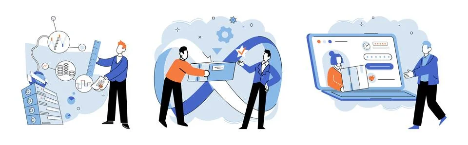 Process management. Effort and dedication are required for effective process 스톡 일러스트