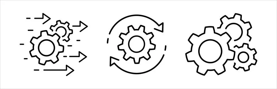 Process management icon set optimization operation Stock Illustration