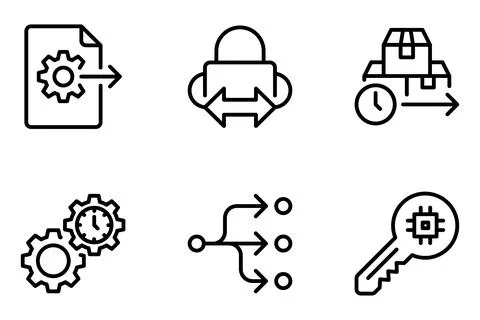 Process Management Line Icon Set For Business Workflow Automation イラスト素材