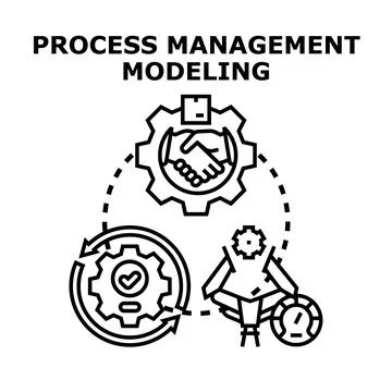 Process management modeling business solution strategy Stock Illustration