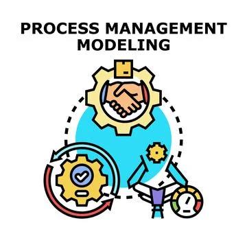 Process management modeling business solution strategy Stock Illustration