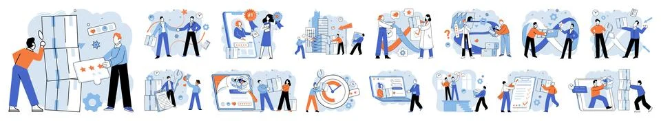 Process management. The process management metaphor helps visualize complex Stock Illustration