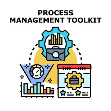 Process management toolkit concept illustrating business strategy, analysis.. Stock Illustration