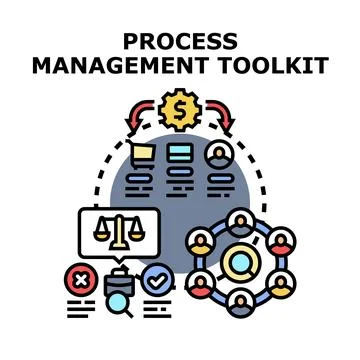 Process management toolkit optimizing business workflow solutions Stock Illustration