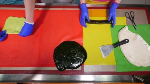 The process of manufacturing caramel hand made. top view Stock Footage