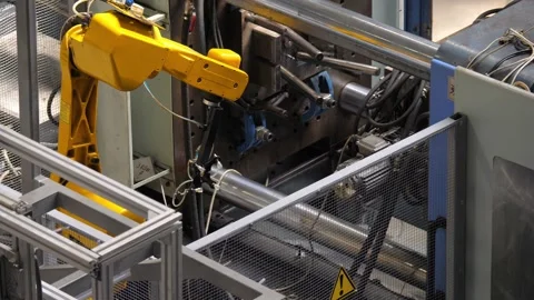 The process of manufacturing plastic products. Stock Footage 140053041