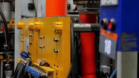 The process of manufacturing plastic products. Stock Footage 140053773