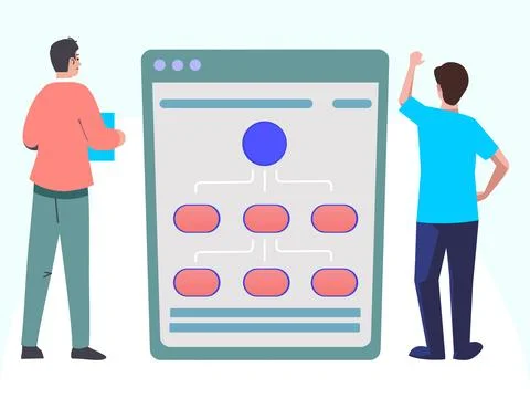 Process Map Concept Illustration Style Stock Illustration