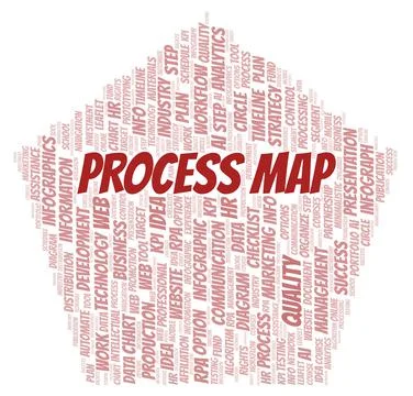 Process Map typography word cloud create with the text only. Stock Illustration