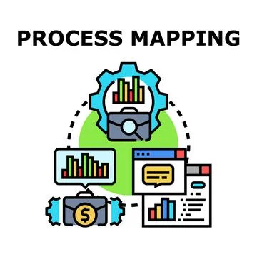 Process mapping visualizing steps for business strategy optimization Stockillustratie