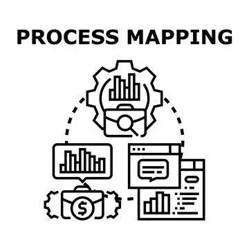 Process mapping visualizing steps for business strategy optimization Illustrazione stock