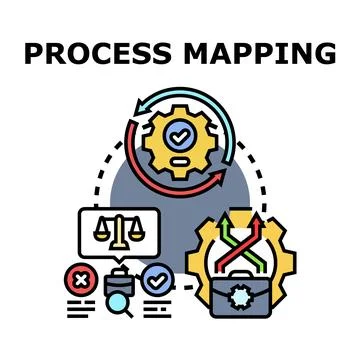 Process mapping workflow optimization business strategy development Stock Illustration