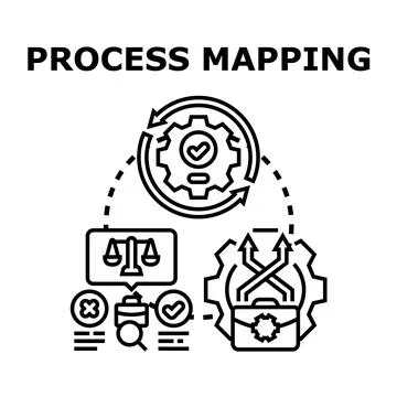 Process mapping workflow optimization business strategy development Stock Illustration