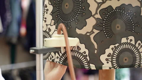 Process of marking cloth length with powder chalk in professional sewing atelier Stock Footage 246999664