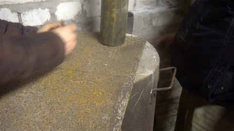 The process of marking metal plates for subsequent fabrication chimney pipe Stock Footage 83315230