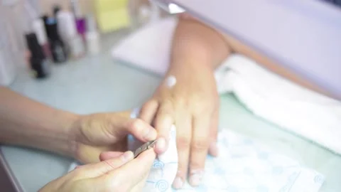 The process of the master of manicure and pedicure close-up Stock Footage 146566658