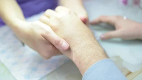 The process of the master of manicure and pedicure close-up Stock Footage 146566690