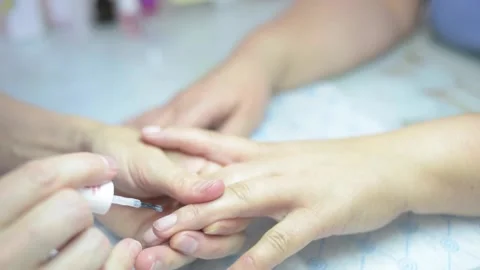 The process of the master of manicure and pedicure close-up Stock Footage 146566695