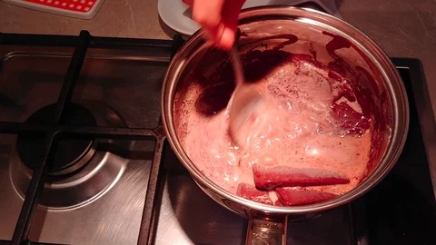 Process of melting chocolate. Top view Stock Footage 94940841