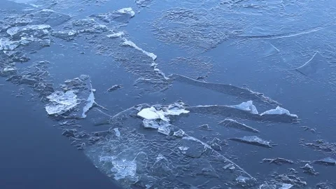 The process of melting or freezing of a reservoir in winter Stock Footage 346764106