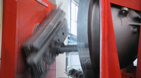 Process of metal cutting in the machine Stock Footage 67197671